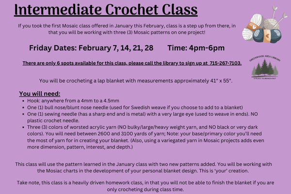 Intermediate Crochet Class